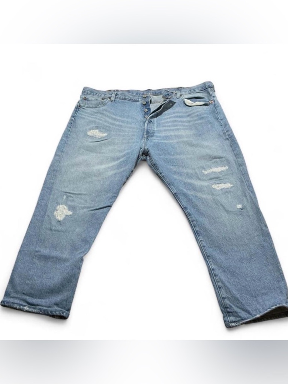 Levi's 501 ‘93 Light Blue Relaxed Fit Distressed Jeans Button Fly Closure 44x30
